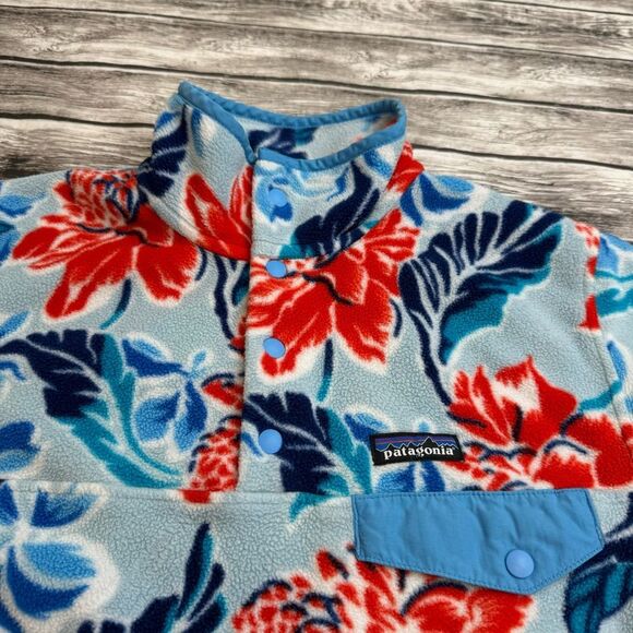 Patagonia Synchilla Snap-T Manoa Dusk Hawaiian Hibiscus Floral Fleece S SM Small - Picture 3 of 12